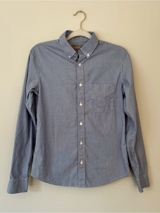 Everlane Tops - Everlane 100% Cotton Classic Oxford Button Down Top, Blue & White Pinstripe – XS